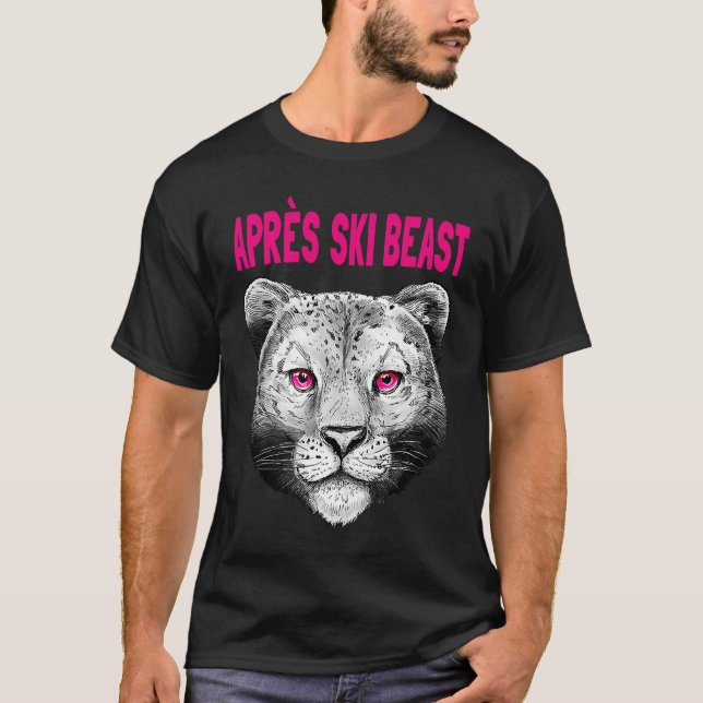 Pink Style Apres Ski Snow Leopard T-Shirt (Front)