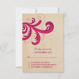 Pink Stylish Swirls Response Card