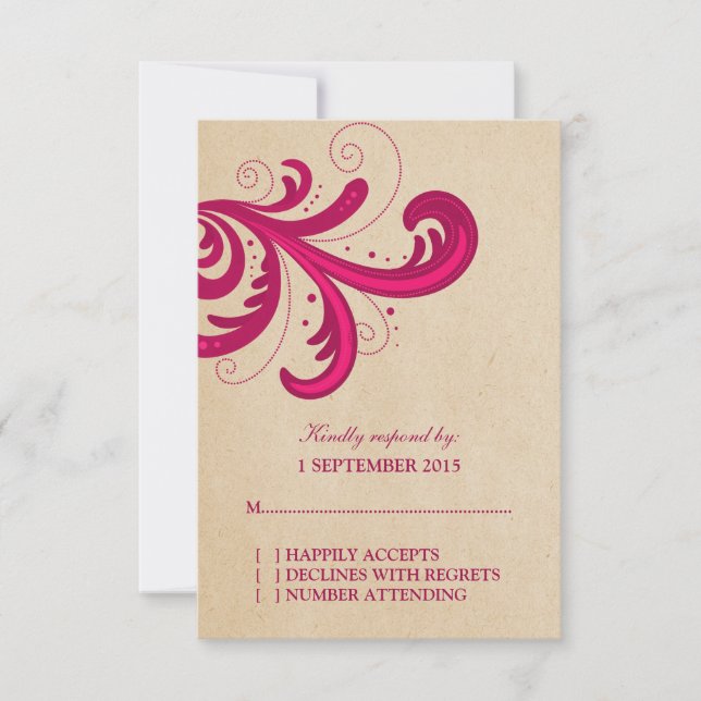 Pink Stylish Swirls Response Card (Front)