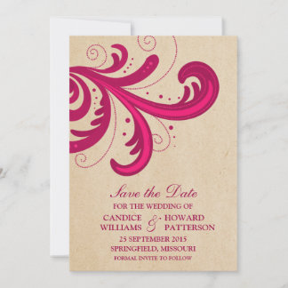 Pink Stylish Swirls Save the Date Invite