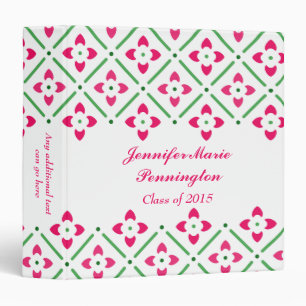 Pink stylish trendy floral graduation memory book binder