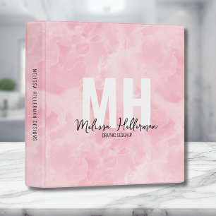Pink Stylish Watercolor Monogram Binder