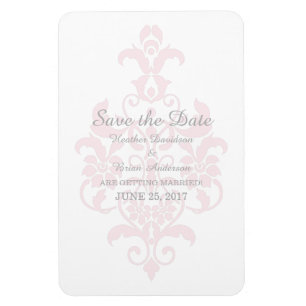 Pink Subtle Damask Save the Date Flexi Magnet