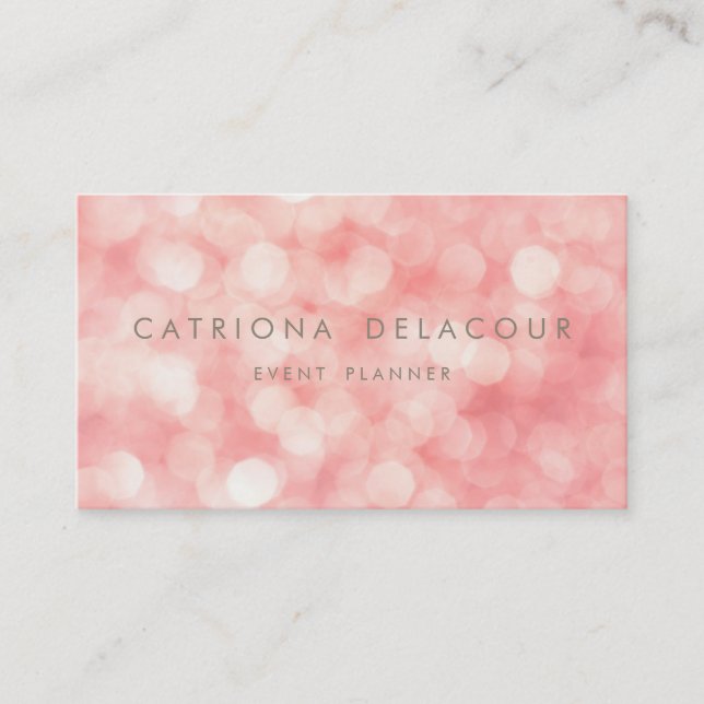 Pink Subtle Glitter Sparkle Bokeh Business Card (Front)