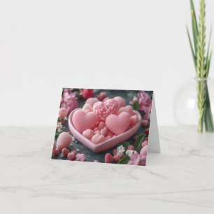 Pink Sugar Candy Hearts Valentine's Greeting Holiday Card