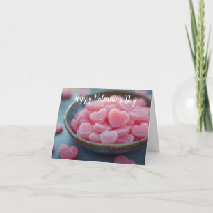 Pink Sugar Candy Hearts  Valentine's Greeting Holiday Card
