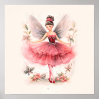 Pink Sugar Plum Fairy Christmas Art Print
