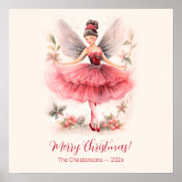 Pink Sugar Plum Fairy Script Christmas Poster