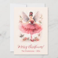 Pink Sugar Plum Fairy Vintage Christmas Card