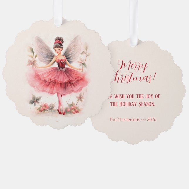Pink Sugar Plum Fairy Vintage Christmas Card (Front/Back)