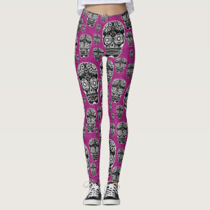 Pink Sugar Skull Leggings Glitter Effect