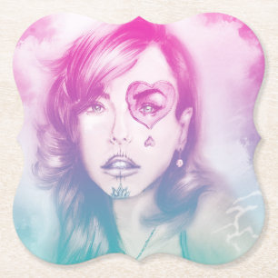 Pink Sugar Skull Makeup Girl, Shaped Coaster