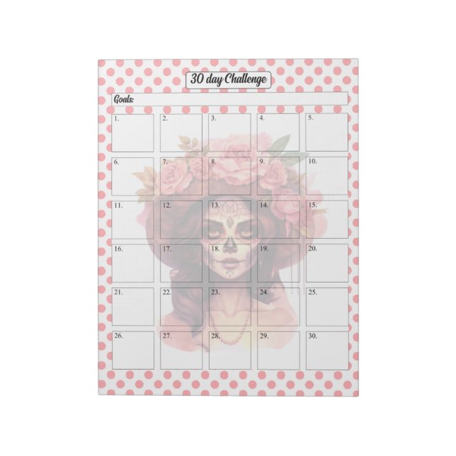 Pink Sugar Skull Weight Tracker Notepad (Rotated)