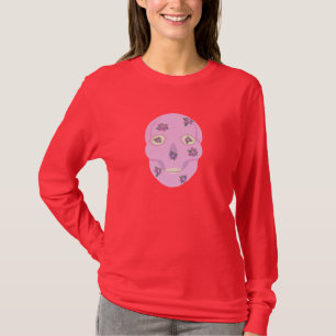 Pink Sugar Skull with Purple Flowers Tshirts