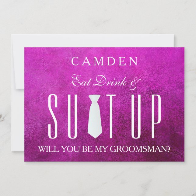 Pink Suitup Will you be my groomsman Invitation (Front)