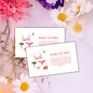 Pink Summer Beach Bum Girl Books For Baby Shower Enclosure Card