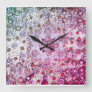 Pink summer berries square wall clock
