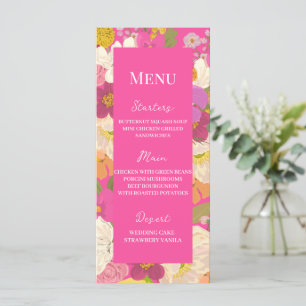 Pink Summer Floral Garden Wedding  Menu