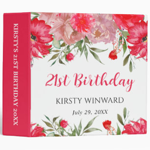 Pink Summer Flowers Birthday Photo Album Binder