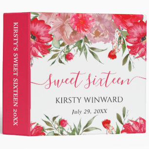Pink Summer Flowers Sweet 16 Photo Album Binder