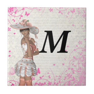 Pink summer girl tile