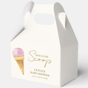 Pink Summer Here's The Scoop Ice Cream Baby Shower Favor Box