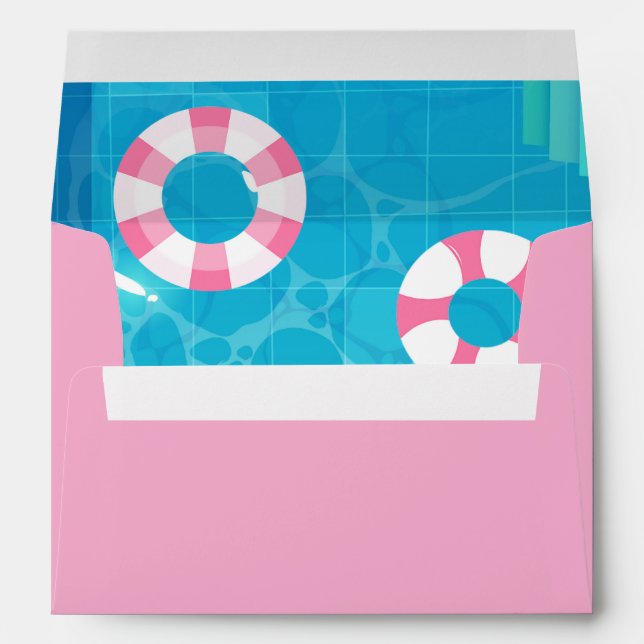 Pink Summer Pool Party Envelope (Back (Bottom))
