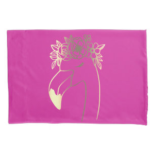 Pink Summer Watercolor Bright Flamingo Pillowcase