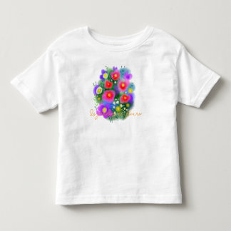 Pink summer whimsical flowers toddler t-shirt