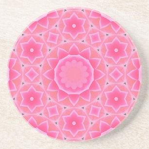 Pink sun and stars baby girl mosaic pattern paper coaster