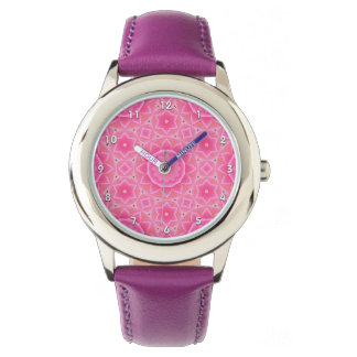 Pink sun and stars baby girl mosaic pattern paper watch