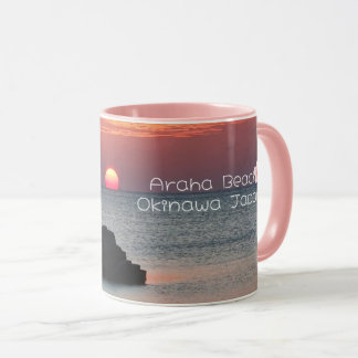 Pink Sun, Araha Beach Okinawa Japan Sunset photo Mug