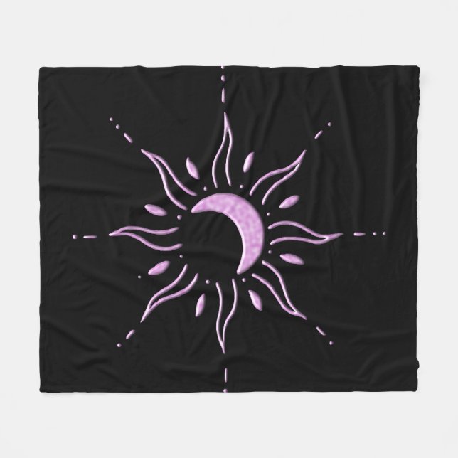 Pink Sun  Fleece Blanket (Front (Horizontal))
