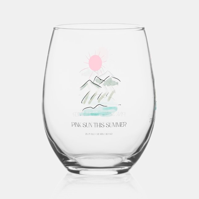 Pink sun this summer wine glass (Front)