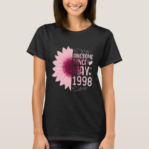 Pink Sunflower Awesome Since May 1998 Birthday 24 T-Shirt