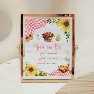 Pink Sunflower BBQ Baby Shower Mom Osa Bar Poster