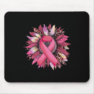Pink Sunflower Breast Cancer Awareness Leopard Sun Mouse Pad