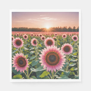 Pink Sunflower Field Napkin