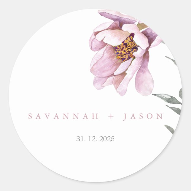 Pink Sunflower Minimalist | Wedding Envelope Seal (Front)