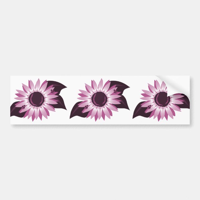 Pink Sunflower With Ladybugs Bumper Sticker (Front)