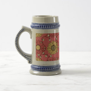 Pink Sunflowers Christmas Beer Stein