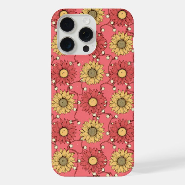 Pink Sunflowers Christmas iPhone Case (Back)