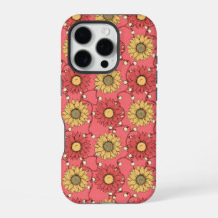 Pink Sunflowers Christmas iPhone 16 Pro Case