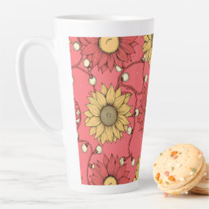 Pink Sunflowers Christmas Latte Mug