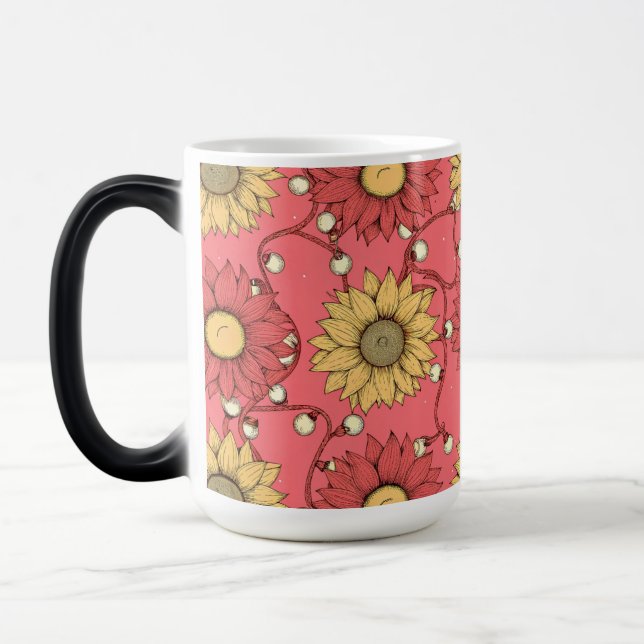 Pink Sunflowers Christmas Magic Mug (Left)