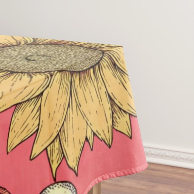 Pink Sunflowers Christmas Tablecloth (In Situ)