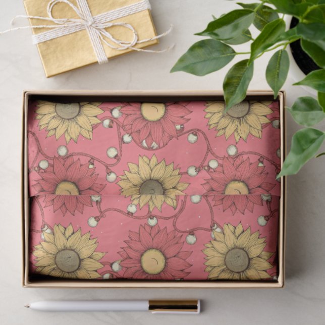 Pink Sunflowers Christmas Tissue Paper (Gift)