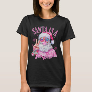 Pink Sungles Santa Is A Swifty Santa Christmas Bub T-Shirt