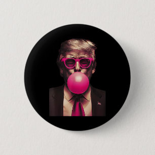 Pink Sungles Trump Bubble Gum Shirt Vote President 2 Inch Round Button