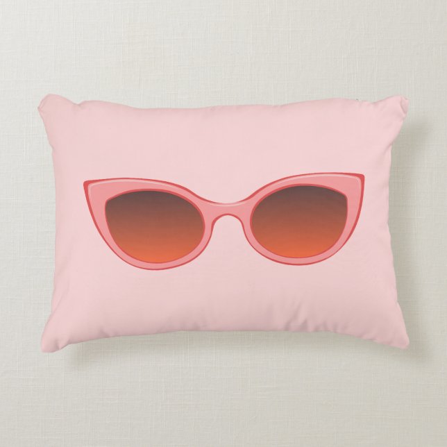 Pink Sunnies, Cat Eye Sunglasses, Feminine Shades Accent Pillow (Front)